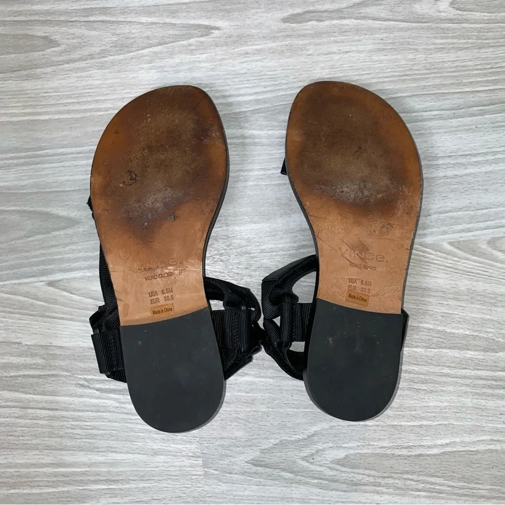 Vince Leather Parks Sandal in Black Size 6.5